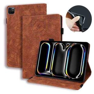 For iPad Pro 13 2024 Calf Texture Embossed Leather Tablet Case(Brown)