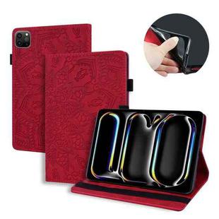 For iPad Pro 13 2024 Calf Texture Embossed Leather Tablet Case(Red)