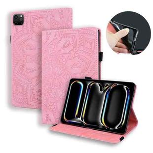 For iPad Pro 11 2024 Calf Texture Embossed Leather Tablet Case(Pink)