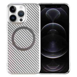 For iPhone 12 Pro Max 6D Plated Carbon Fiber Clear Magsafe PC Phone Case(Starlight Silver)