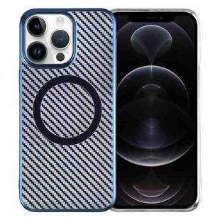 For iPhone 12 Pro Max 6D Plated Carbon Fiber Clear Magsafe PC Phone Case(Dream Blue)