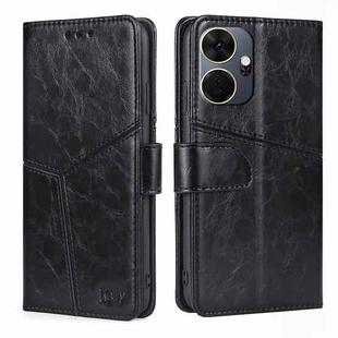 For Itel P55+ 4G Geometric Stitching Leather Phone Case(Black)