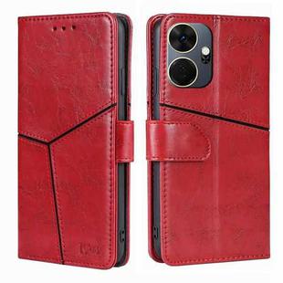 For Itel P55+ 4G Geometric Stitching Leather Phone Case(Red)