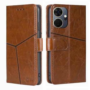 For Itel P55+ 4G Geometric Stitching Leather Phone Case(Light Brown)