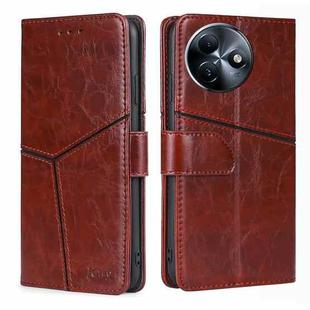 For Itel S24 4G Geometric Stitching Leather Phone Case(Dark Brown)