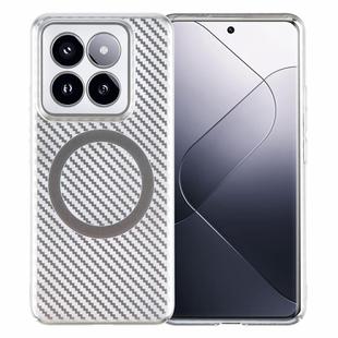 For Xiaomi 14 6D Plated Carbon Fiber Clear Magsafe PC Phone Case(Starlight Silver)