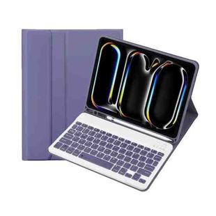 For iPad Pro 11 2024 A13B Lambskin Texture Bluetooth Touch Keyboard Leather Tablet Case with Pen Slot(Purple)