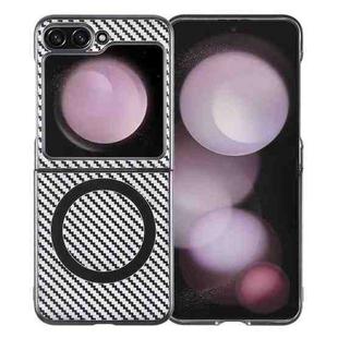For Samsung Galaxy Z Flip6 6D Plated Carbon Fiber Clear Magsafe PC Phone Case(Starry Black)