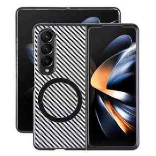 For Samsung Galaxy Z Fold4 6D Plated Carbon Fiber Clear Magsafe PC Phone Case(Starry Black)