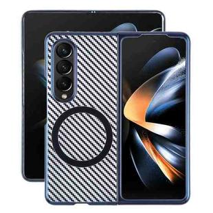 For Samsung Galaxy Z Fold4 6D Plated Carbon Fiber Clear Magsafe PC Phone Case(Dream Blue)