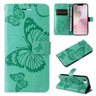 For iPhone SE 2024 3D Butterfly Embossed Pattern Flip Leather Phone Case(Green)