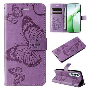 For OnePlus Nord CE4 3D Butterfly Embossed Flip Leather Phone Case(Purple)