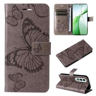 For OnePlus Nord CE4 3D Butterfly Embossed Flip Leather Phone Case(Grey)