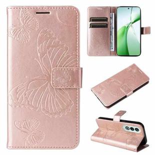 For OnePlus Nord CE4 3D Butterfly Embossed Flip Leather Phone Case(Rose Gold)