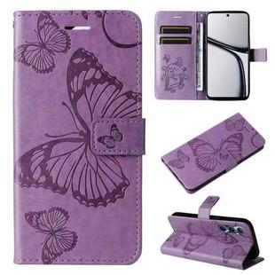 For Realme C65 4G 3D Butterfly Embossed Flip Leather Phone Case(Purple)