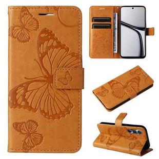 For Realme C65 4G 3D Butterfly Embossed Flip Leather Phone Case(Yellow)