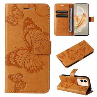 For vivo V29e Global / Y200 5G Global 3D Butterfly Embossed Flip Leather Phone Case(Yellow)