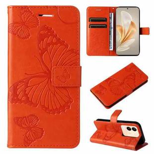 For vivo V29e Global / Y200 5G Global 3D Butterfly Embossed Flip Leather Phone Case(Orange)