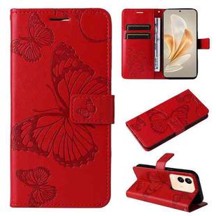 For vivo V29e Global / Y200 5G Global 3D Butterfly Embossed Flip Leather Phone Case(Red)