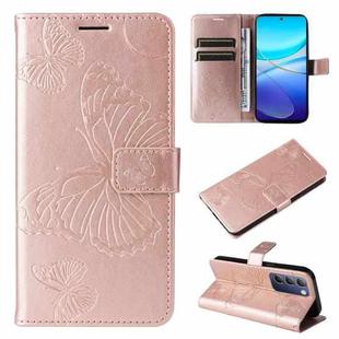 For vivo V40 SE 5G / Y100 IDN 3D Butterfly Embossed Flip Leather Phone Case(Rose Gold)