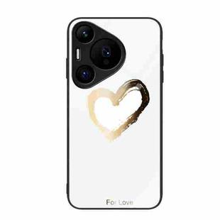 For Huawei Pura 70 Pro Colorful Painted Glass Phone Case(Golden Love)