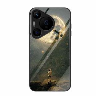 For Huawei Pura 70 Pro Colorful Painted Glass Phone Case(Moon)