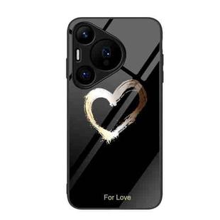 For Huawei Pura 70 Colorful Painted Glass Phone Case(Black Love)