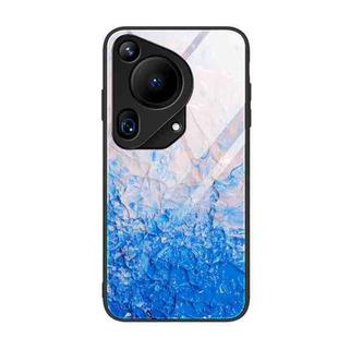 For Huawei Pura 70 Ultra Marble Pattern Glass Protective Phone Case(Ocean Waves)