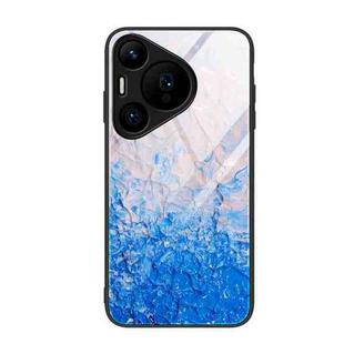 For Huawei Pura 70 Marble Pattern Glass Protective Phone Case(Ocean Waves)