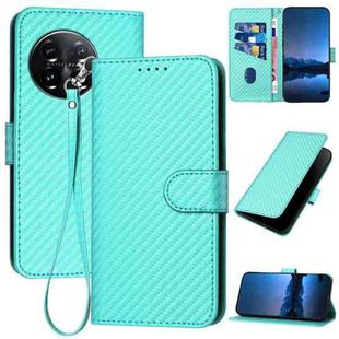 For OnePlus 11 YX0070 Carbon Fiber Buckle Leather Phone Case with Lanyard(Light Blue)