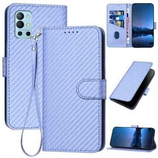 For OnePlus 9R 5G YX0070 Carbon Fiber Buckle Leather Phone Case with Lanyard(Light Purple)