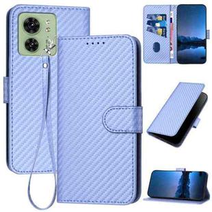 For Motorola Edge 40 YX0070 Carbon Fiber Buckle Leather Phone Case with Lanyard(Light Purple)