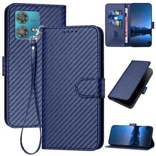 For Motorola Edge 40 Neo 5G YX0070 Carbon Fiber Buckle Leather Phone Case with Lanyard(Royal Blue)