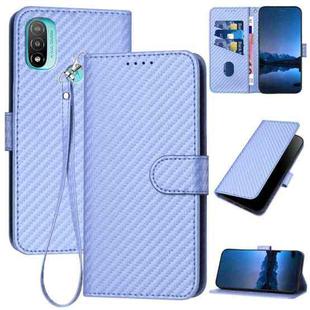 For Motorola Moto E20 YX0070 Carbon Fiber Buckle Leather Phone Case with Lanyard(Light Purple)