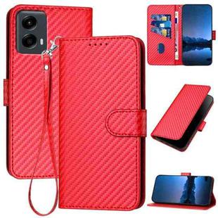 For Motorola Moto G 5G 2024 YX0070 Carbon Fiber Buckle Leather Phone Case with Lanyard(Red)