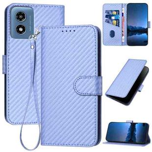 For Motorola Moto G Play 4G 2024 YX0070 Carbon Fiber Buckle Leather Phone Case with Lanyard(Light Purple)