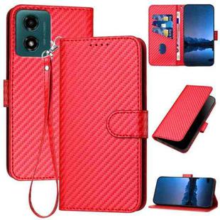 For Motorola Moto G04 / G24 YX0070 Carbon Fiber Buckle Leather Phone Case with Lanyard(Red)