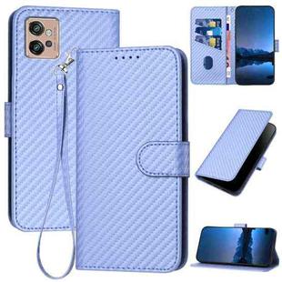 For Motorola Moto G32 YX0070 Carbon Fiber Buckle Leather Phone Case with Lanyard(Light Purple)