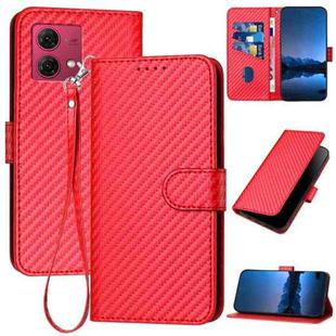 For Motorola Moto G84 5G YX0070 Carbon Fiber Buckle Leather Phone Case with Lanyard(Red)
