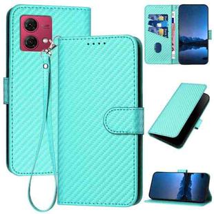 For Motorola Moto G84 5G YX0070 Carbon Fiber Buckle Leather Phone Case with Lanyard(Light Blue)