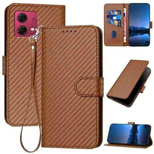 For Motorola Moto G84 5G YX0070 Carbon Fiber Buckle Leather Phone Case with Lanyard(Coffee)