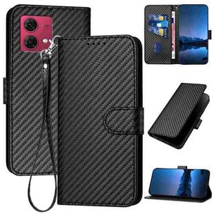 For Motorola Moto G84 5G YX0070 Carbon Fiber Buckle Leather Phone Case with Lanyard(Black)