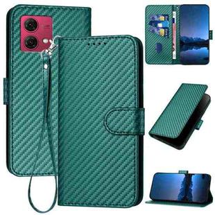 For Motorola Moto G84 5G YX0070 Carbon Fiber Buckle Leather Phone Case with Lanyard(Dark Green)