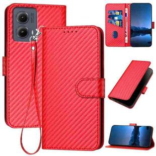 For Motorola Edge 5G 2024 YX0070 Carbon Fiber Buckle Leather Phone Case with Lanyard(Red)