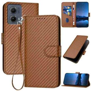 For Motorola Edge 5G 2024 YX0070 Carbon Fiber Buckle Leather Phone Case with Lanyard(Coffee)