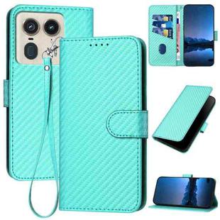 For Motorola Moto X50 Ultra YX0070 Carbon Fiber Buckle Leather Phone Case with Lanyard(Light Blue)