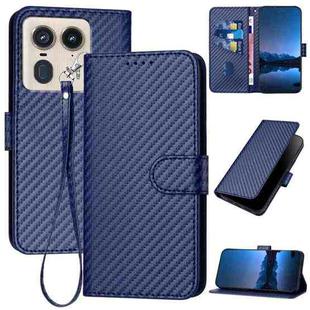 For Motorola Moto X50 Ultra YX0070 Carbon Fiber Buckle Leather Phone Case with Lanyard(Royal Blue)