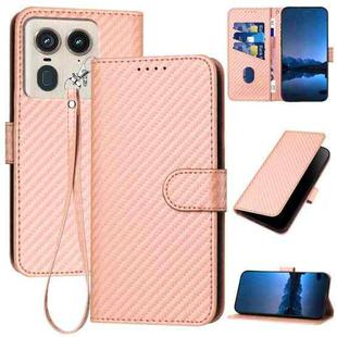 For Motorola Moto X50 Ultra YX0070 Carbon Fiber Buckle Leather Phone Case with Lanyard(Pink)