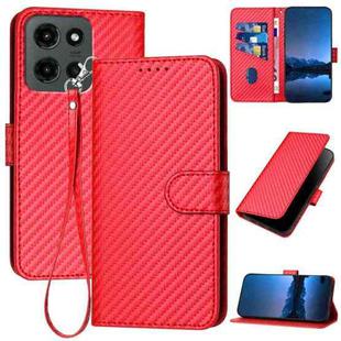 For Motorola Moto G Stylus 5G 2025 YX0070 Carbon Fiber Buckle Leather Phone Case with Lanyard(Red)