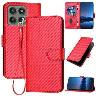 For Motorola Edge 60 Pro YX0070 Carbon Fiber Buckle Leather Phone Case with Lanyard(Red)